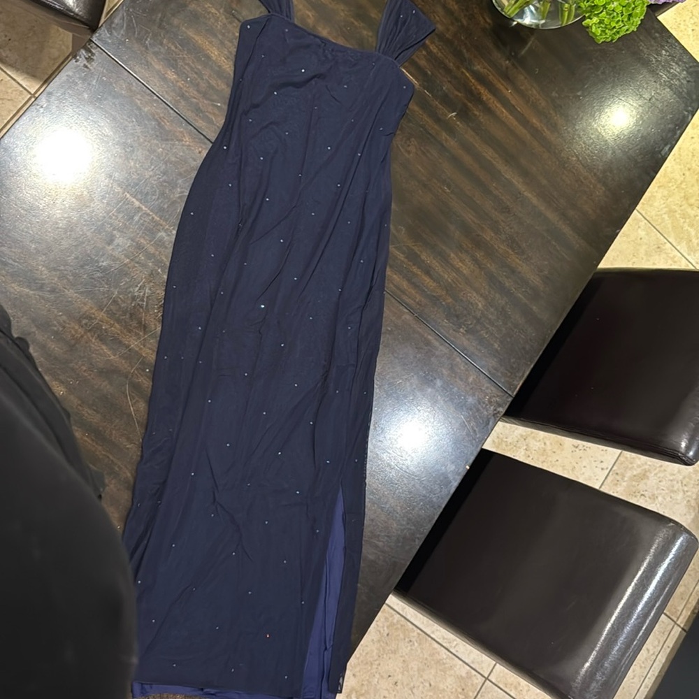 Tahari Blue Sheath Dress Square Neck Sleeveless